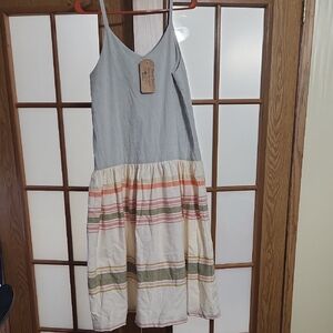 Trove Light Gray Top Colored Striped Summer Dress